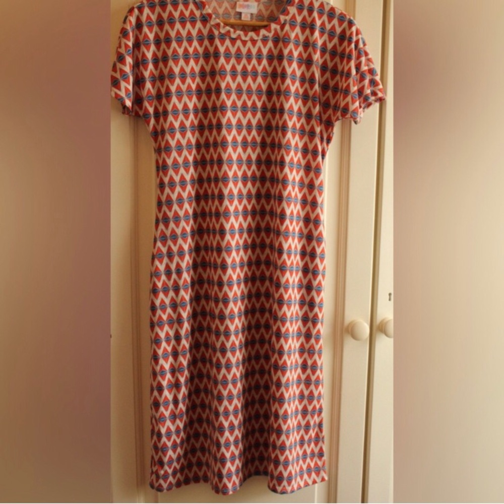 LuLaRoe Red and Blue Diamond Midi Dress